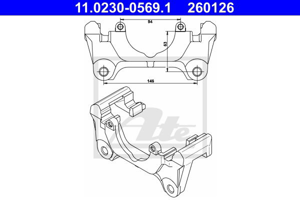 Halter, Bremssattel Vorderachse ATE 11.0230-0569.1 von ATE