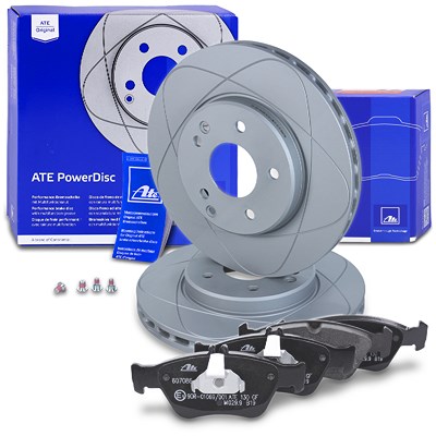 Ate POWERDISC Bremsscheiben +Bremsbeläge vorne für Mercedes-Benz von ATE