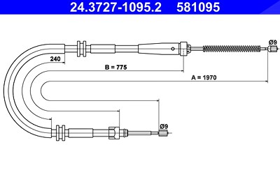 Ate Seilzug, Feststellbremse [Hersteller-Nr. 24.3727-1095.2] für Renault von ATE