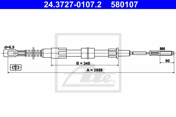 Seilzug, Feststellbremse hinten ATE 24.3727-0107.2 Seilzug, Feststellbremse hinten ATE 24.3727-0107.2 von ATE