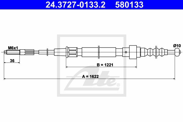 Seilzug, Feststellbremse hinten ATE 24.3727-0133.2 Seilzug, Feststellbremse hinten ATE 24.3727-0133.2 von ATE