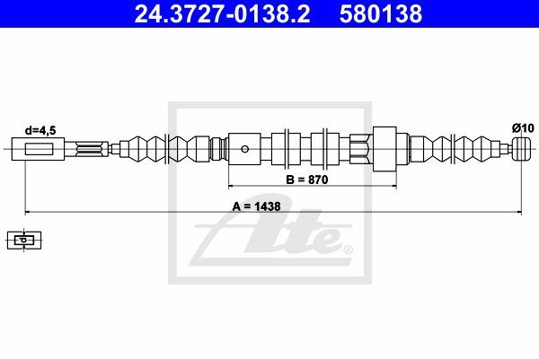 Seilzug, Feststellbremse hinten ATE 24.3727-0138.2 Seilzug, Feststellbremse hinten ATE 24.3727-0138.2 von ATE