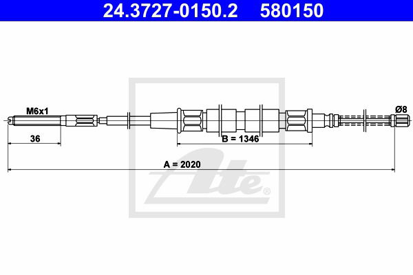 Seilzug, Feststellbremse hinten ATE 24.3727-0150.2 Seilzug, Feststellbremse hinten ATE 24.3727-0150.2 von ATE