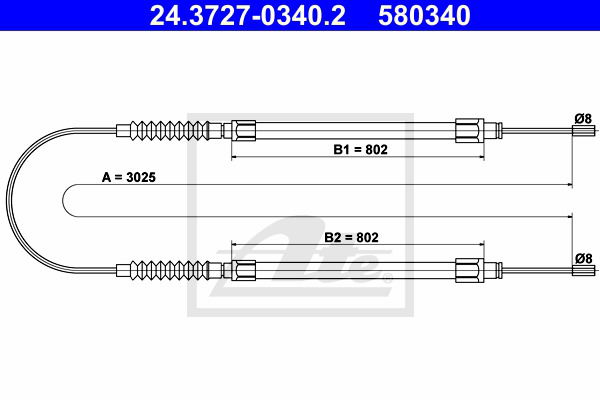 Seilzug, Feststellbremse hinten ATE 24.3727-0340.2 Seilzug, Feststellbremse hinten ATE 24.3727-0340.2 von ATE