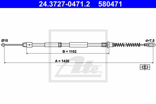 Seilzug, Feststellbremse hinten ATE 24.3727-0471.2 Seilzug, Feststellbremse hinten ATE 24.3727-0471.2 von ATE