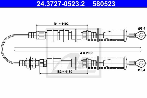 Seilzug, Feststellbremse hinten ATE 24.3727-0523.2 Seilzug, Feststellbremse hinten ATE 24.3727-0523.2 von ATE