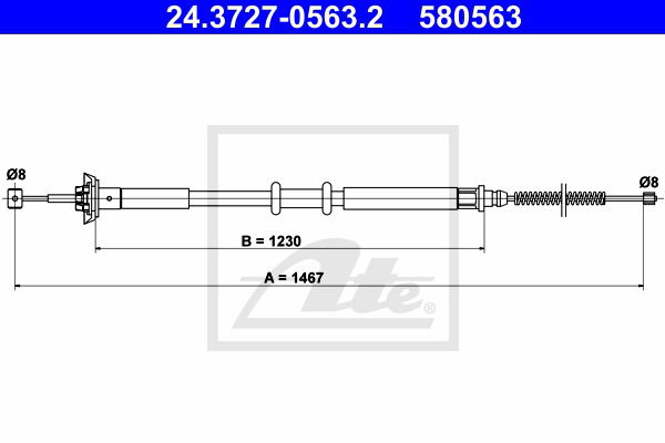 Seilzug, Feststellbremse hinten ATE 24.3727-0563.2 Seilzug, Feststellbremse hinten ATE 24.3727-0563.2 von ATE