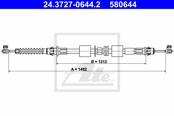 Seilzug, Feststellbremse hinten ATE 24.3727-0644.2 Seilzug, Feststellbremse hinten ATE 24.3727-0644.2 von ATE