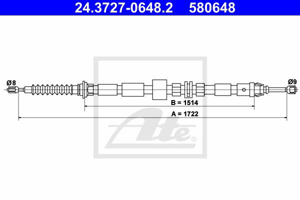 Seilzug, Feststellbremse hinten ATE 24.3727-0648.2 Seilzug, Feststellbremse hinten ATE 24.3727-0648.2 von ATE