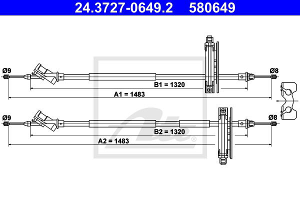 Seilzug, Feststellbremse hinten ATE 24.3727-0649.2 Seilzug, Feststellbremse hinten ATE 24.3727-0649.2 von ATE