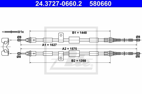 Seilzug, Feststellbremse hinten ATE 24.3727-0660.2 Seilzug, Feststellbremse hinten ATE 24.3727-0660.2 von ATE