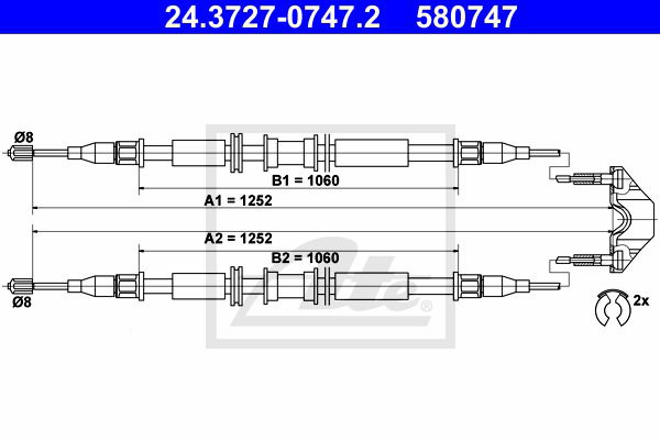 Seilzug, Feststellbremse hinten ATE 24.3727-0747.2 Seilzug, Feststellbremse hinten ATE 24.3727-0747.2 von ATE