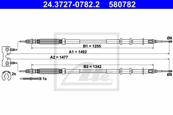 Seilzug, Feststellbremse hinten ATE 24.3727-0782.2 Seilzug, Feststellbremse hinten ATE 24.3727-0782.2 von ATE
