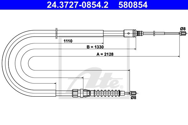 Seilzug, Feststellbremse hinten ATE 24.3727-0854.2 Seilzug, Feststellbremse hinten ATE 24.3727-0854.2 von ATE