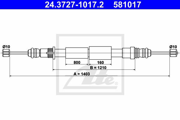 Seilzug, Feststellbremse hinten ATE 24.3727-1017.2 Seilzug, Feststellbremse hinten ATE 24.3727-1017.2 von ATE