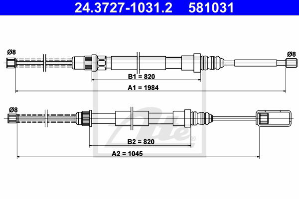 Seilzug, Feststellbremse hinten ATE 24.3727-1031.2 Seilzug, Feststellbremse hinten ATE 24.3727-1031.2 von ATE