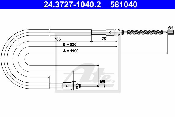 Seilzug, Feststellbremse hinten ATE 24.3727-1040.2 Seilzug, Feststellbremse hinten ATE 24.3727-1040.2 von ATE