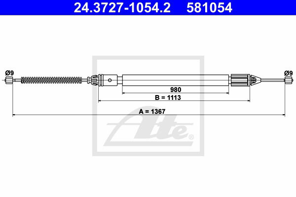 Seilzug, Feststellbremse hinten ATE 24.3727-1054.2 Seilzug, Feststellbremse hinten ATE 24.3727-1054.2 von ATE