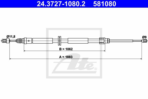 Seilzug, Feststellbremse hinten ATE 24.3727-1080.2 Seilzug, Feststellbremse hinten ATE 24.3727-1080.2 von ATE