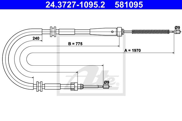 Seilzug, Feststellbremse hinten ATE 24.3727-1095.2 Seilzug, Feststellbremse hinten ATE 24.3727-1095.2 von ATE