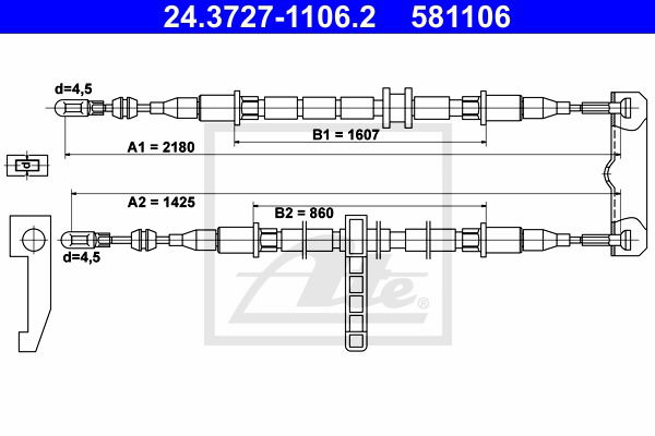 Seilzug, Feststellbremse hinten ATE 24.3727-1106.2 Seilzug, Feststellbremse hinten ATE 24.3727-1106.2 von ATE