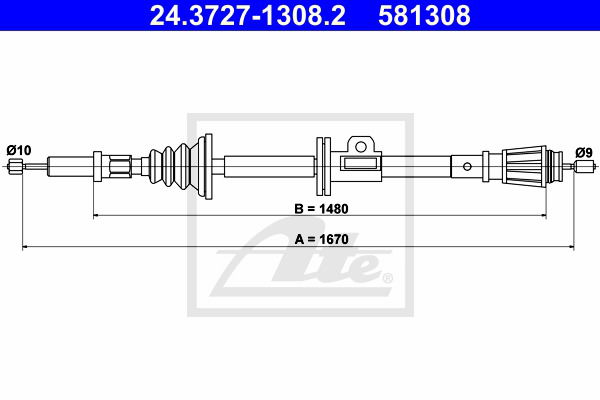 Seilzug, Feststellbremse hinten ATE 24.3727-1308.2 Seilzug, Feststellbremse hinten ATE 24.3727-1308.2 von ATE