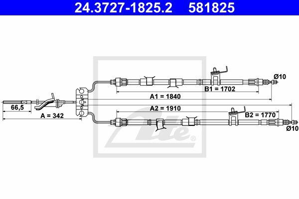 Seilzug, Feststellbremse hinten ATE 24.3727-1825.2 von ATE