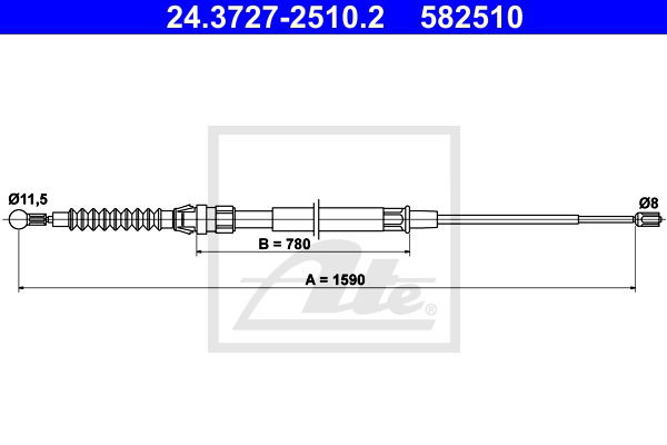 Seilzug, Feststellbremse hinten ATE 24.3727-2510.2 Seilzug, Feststellbremse hinten ATE 24.3727-2510.2 von ATE
