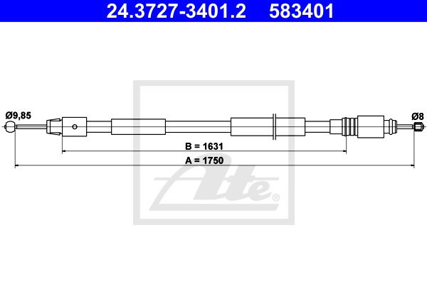 Seilzug, Feststellbremse hinten ATE 24.3727-3401.2 Seilzug, Feststellbremse hinten ATE 24.3727-3401.2 von ATE