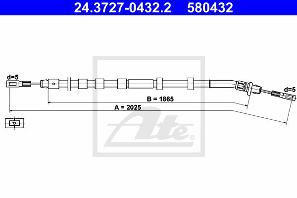 Seilzug, Feststellbremse hinten links ATE 24.3727-0432.2 von ATE