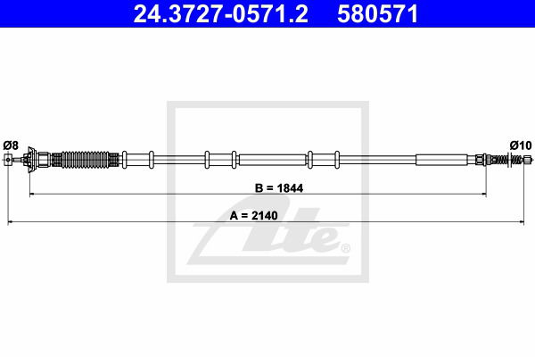 Seilzug, Feststellbremse hinten links ATE 24.3727-0571.2 von ATE