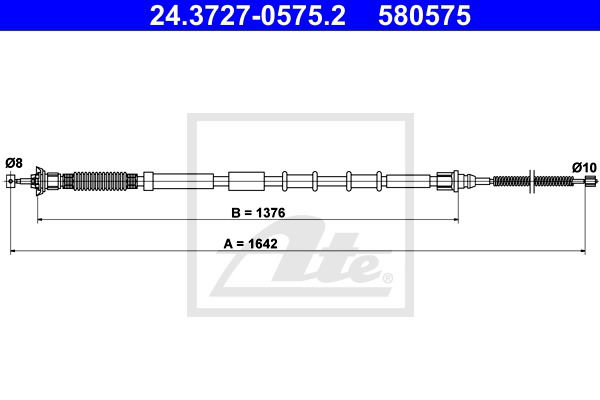 Seilzug, Feststellbremse hinten links ATE 24.3727-0575.2 Seilzug, Feststellbremse hinten links ATE 24.3727-0575.2 von ATE