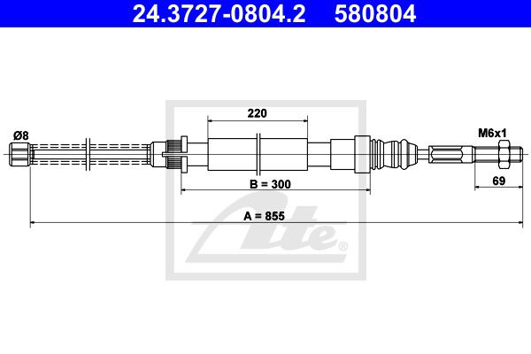 Seilzug, Feststellbremse hinten links ATE 24.3727-0804.2 von ATE