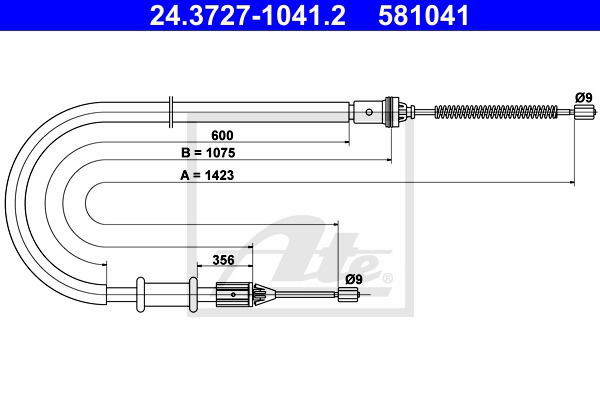 Seilzug, Feststellbremse hinten links ATE 24.3727-1041.2 Seilzug, Feststellbremse hinten links ATE 24.3727-1041.2 von ATE