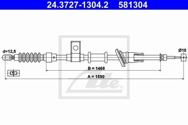 Seilzug, Feststellbremse hinten links ATE 24.3727-1304.2 Seilzug, Feststellbremse hinten links ATE 24.3727-1304.2 von ATE