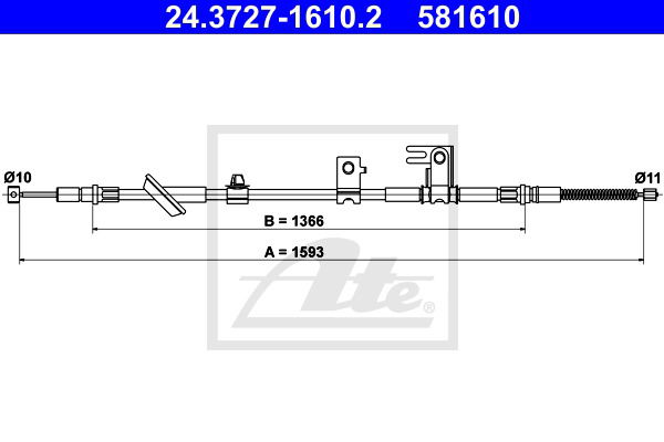 Seilzug, Feststellbremse hinten links ATE 24.3727-1610.2 von ATE