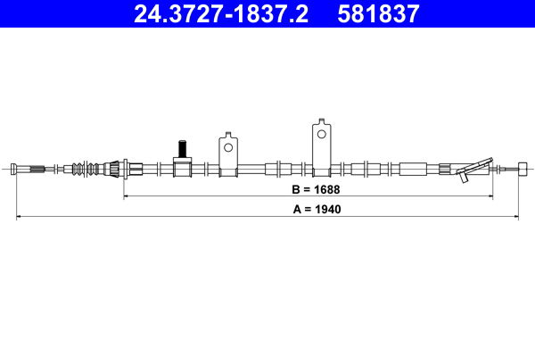 Seilzug, Feststellbremse hinten links ATE 24.3727-1837.2 Seilzug, Feststellbremse hinten links ATE 24.3727-1837.2 von ATE