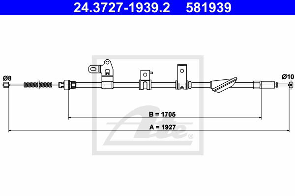 Seilzug, Feststellbremse hinten links ATE 24.3727-1939.2 Seilzug, Feststellbremse hinten links ATE 24.3727-1939.2 von ATE
