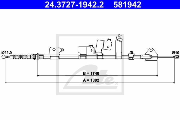 Seilzug, Feststellbremse hinten links ATE 24.3727-1942.2 Seilzug, Feststellbremse hinten links ATE 24.3727-1942.2 von ATE