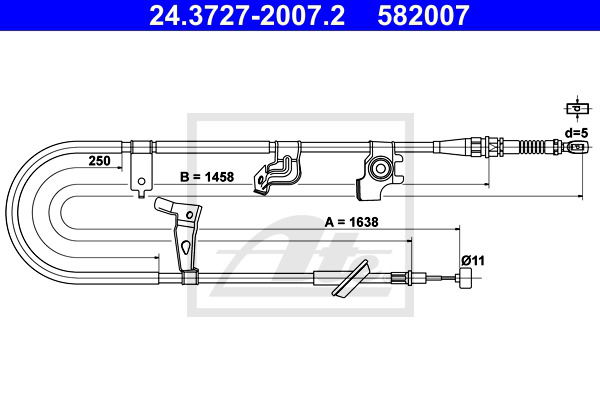 Seilzug, Feststellbremse hinten links ATE 24.3727-2007.2 von ATE