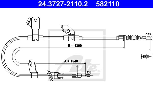 Seilzug, Feststellbremse hinten links ATE 24.3727-2110.2 Seilzug, Feststellbremse hinten links ATE 24.3727-2110.2 von ATE