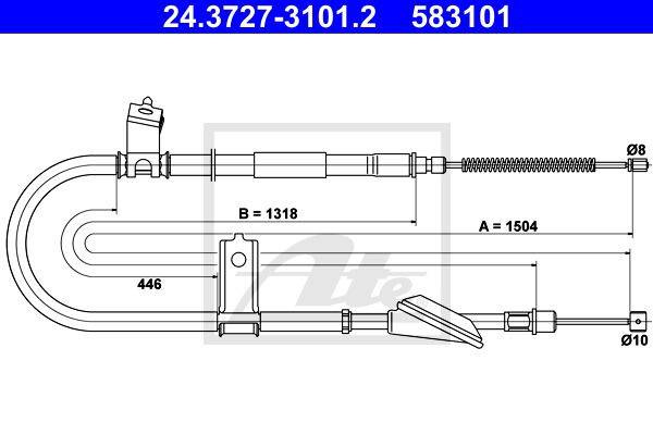 Seilzug, Feststellbremse hinten links ATE 24.3727-3101.2 Seilzug, Feststellbremse hinten links ATE 24.3727-3101.2 von ATE
