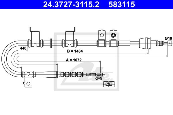 Seilzug, Feststellbremse hinten links ATE 24.3727-3115.2 Seilzug, Feststellbremse hinten links ATE 24.3727-3115.2 von ATE