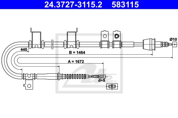 Seilzug, Feststellbremse hinten links ATE 24.3727-3115.2 von ATE