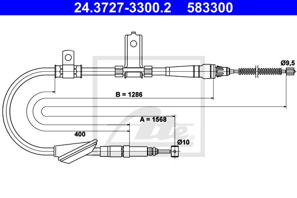 Seilzug, Feststellbremse hinten links ATE 24.3727-3300.2 Seilzug, Feststellbremse hinten links ATE 24.3727-3300.2 von ATE