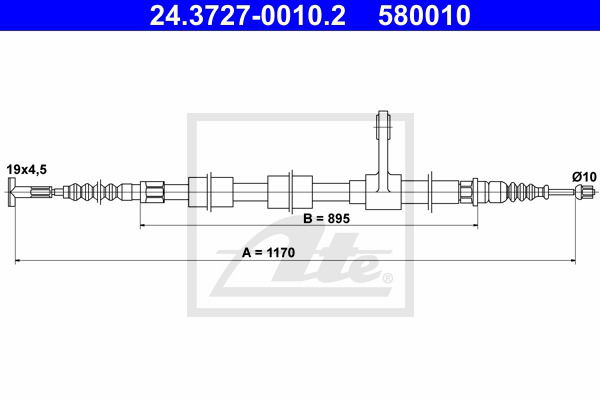 Seilzug, Feststellbremse hinten rechts ATE 24.3727-0010.2 von ATE
