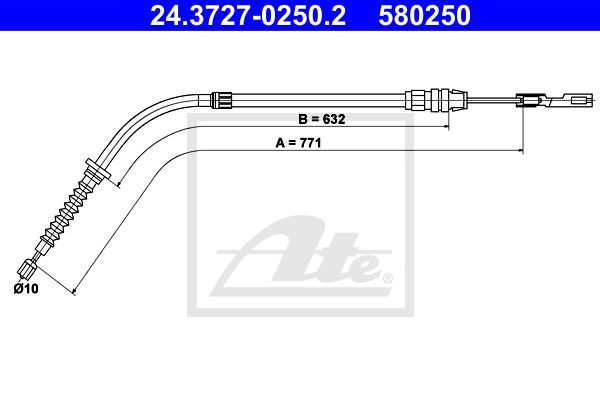 Seilzug, Feststellbremse hinten rechts ATE 24.3727-0250.2 von ATE