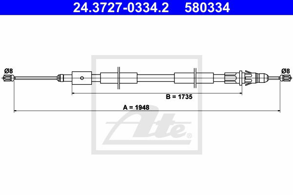 Seilzug, Feststellbremse hinten rechts ATE 24.3727-0334.2 von ATE