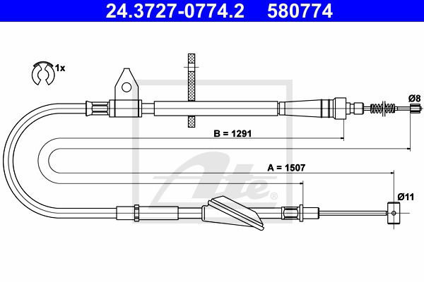 Seilzug, Feststellbremse hinten rechts ATE 24.3727-0774.2 von ATE