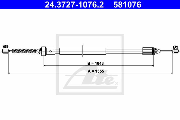 Seilzug, Feststellbremse hinten rechts ATE 24.3727-1076.2 von ATE